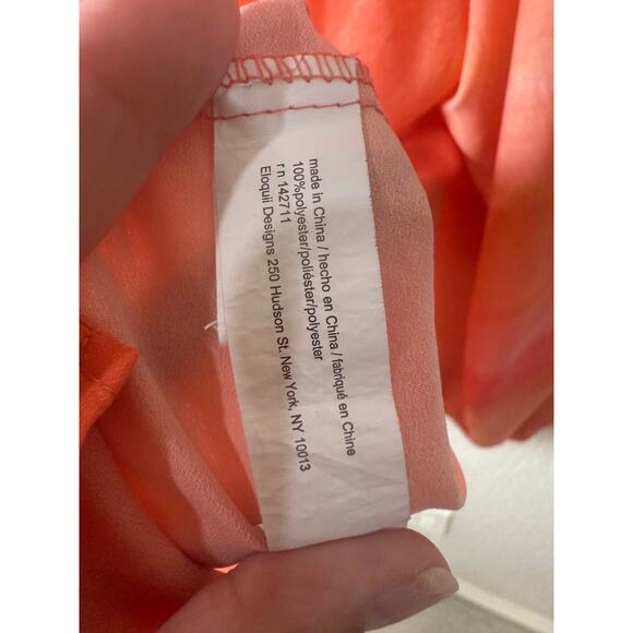 Eloquii Orange Pink Tie Neck Button Blouse Work Career Ombre Stripes Sz 28 Plus - Picture 4 of 7